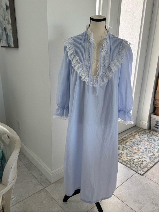 Sears Other - Sears Light Blue Nightgown with White Lace Trim
